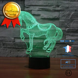 TD® Lampe optique poser décoratif tactile 7 couleurs illusion optique - modèle cheval - faible consommation câble USB ou 3 piles AAA