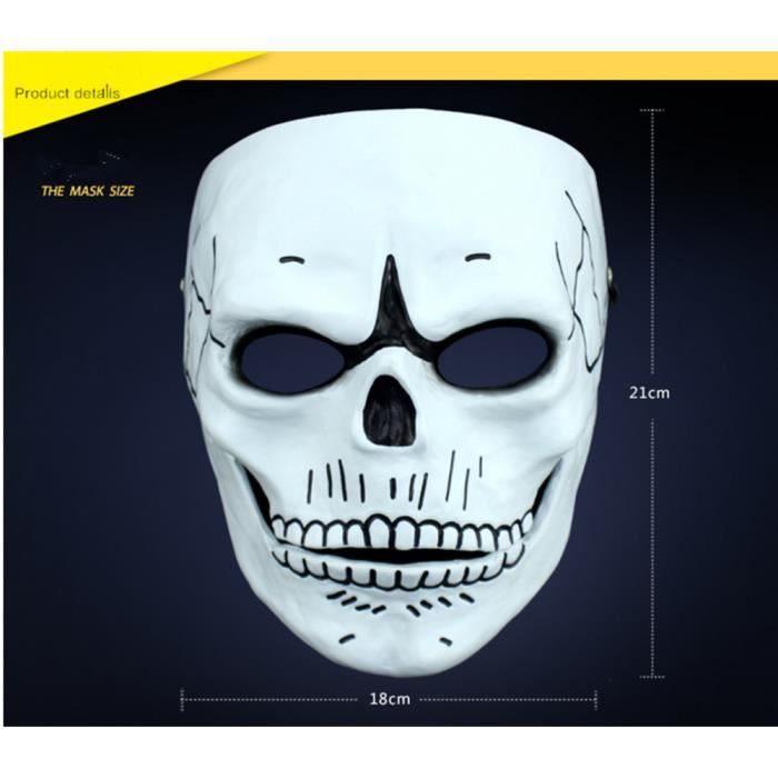 TD® Masque Hommes Crâne Squelette/ Masque effrayant pour cosplay/ Accessoire de décoration-cosplay tête forme squelette