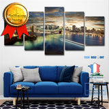 TD® 5 Pièces Abstrait Décoratif Mur Modulaire Photos Toile Art Set Ville Paysage MC14692
