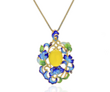 TD® CLOISONNE Open Peony pendant in silver, French