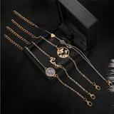 TD® Lot  5 Pièces Bracelet Bijoux Gourmette /Carte Monde Tortue Perle Love Cadeau Pour Femme Fille Moderne Fantaisie