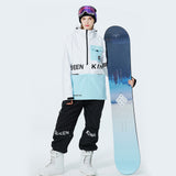 TD® Vêtements de ski à capuche femmes hiver extérieur coupe-vent chaud vêtements de ski placage double planche ski à capuche-XL