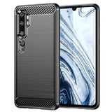 TD® Coque de téléphone en silicone en fibre de carbone pour Xiaomi Note 10 Coque de téléphone brossée douce et résistante aux chocs