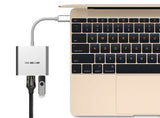 TD® Adaptateur USB 3 en 1 Multiport USB 3.1 type C/Thunderbolt 3 vers USB 3.0 + HDMI multisupport Macbook Chromebook, Gris PC