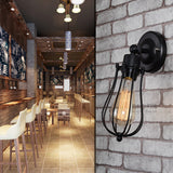 TD® Retro applique murale industrielle luminaire reglable en metal cage lampe murale interieure maison retro lampe noir Noir
