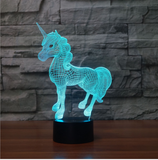 TD® 3D Optique LED Veilleuse Veilleuse 3D LED pour Licorne dynamique avec 7 couleurs de lumière pour la décoration de la maison