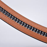 TD® Ceinture en cuir de vachette pour hommes ceinture de pantalon marron en cuir véritable ceinture à boucle automatique d'affaires
