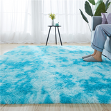 TD® Tapis tie-dye dégradé décoration ins tapis coupe-vent nordique personnalité simple peluche douce canapé côté tapis maison bleu t