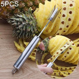 TD® 5 Pièces Cuisine en Acier Inoxydable Ananas Couteau à Éplucher Usage Confortable/ Pratique/ Belle Découpe /Sans résidus de Peau