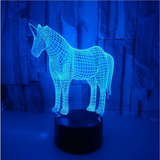 TD® Veilleuse colorée de lumière 3D Licorne