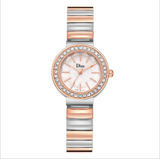 TD®  D'Hommes Et Femmes Diamant Dames Ceinture D'Acier Mode Romantic Lady Watch Couleur: Courroie  couleur dorée et argentée