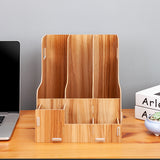Support d'information en bois Support de fichiers Boîte de rangement et de tri de fichiers de livres bureau créatifs Panier f