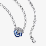 TD® S925 collier en argent sterling non-fading hypoallergénique série de fleurs de printemps mode simple bleu couple cadeau femme