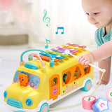 TD® Puzzle frapper sur le piano bus jouet pour enfants blocs de construction multifonctionnels perle ligne de traction frapper