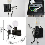 TD® Support murale pour ampoule lampe en fer forgé rétro chambre de chevet allée simple créative puissance noir design original salo