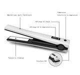 INN® Mini lisseur à charge sans fil USB, lisseur de cheveux de nouveau style portable, droit d'usine et à double usage