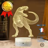 TD® 7 Couleurs Changeantes Veilleuses 3D LED Dinosaure Illusion Lampe Tactile Télécommande WYK12008