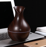 TD® Diffuseur d'arômes Vase Humidificateur à Grain de bois Grain de bois Petit Vase USB Lampe colorée Humidificateur de bureau Grain