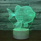 TD® Lampe optique poser décoratif tactile 7 couleurs illusion optique - modèle poisson - faible consommation câble USB ou 3 piles AA