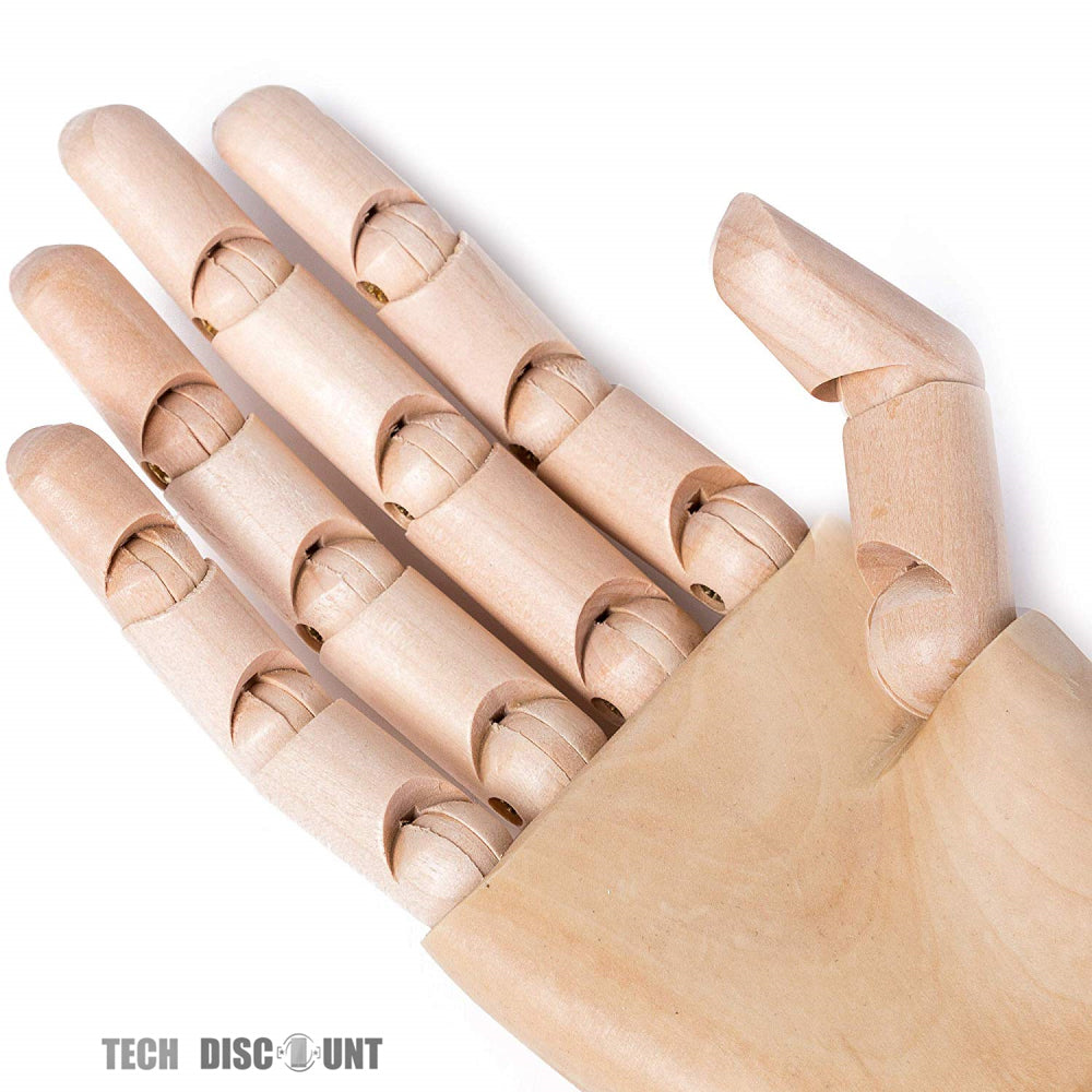 TD® Modèle de mains en bois articulée mannequin pour artistes gauche droit décoratif art dessin doigts mobiles flexibles sculpture