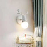 Lot de 2 Applique Murale Moderne Lampes Murale Interieur avec D&eacute;coration de Bois de Cerf Lampe de Mur M&eacute;tal pou