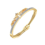 TD® Bracelet Ajouré d'une Couronne en Coeurs Serti de Strass pour Femmes Crystal Charms Élégant Zircon Bijoux Cadeau Couleur Or Rose