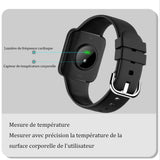 INN® Bracelet étanche de sport intelligent, bracelet de mesure de la température corporelle et de la fréquence cardiaque