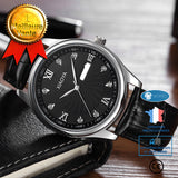 INN® Montre à bracelet en acier à double calendrier pour hommes, montre à quartz noir, montre à bracelet de mode, cadeaux de vacance