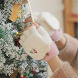 TD® Gants escamotables à demi-doigts pour femmes hiver mignon protège-mains d'écriture de Noël gants chauds pour prévenir le froid