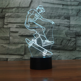 TD® 3D Optique LED Veilleuse 3D LED Night Light Skater Boy avec 7 couleurs de lumière pour la décoration de la maison Lampe Amazing