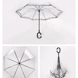 TD® Poignée droite transparente parasol en forme de C parasol protection UV parapluie extérieur parasol parasol parapluie inversé