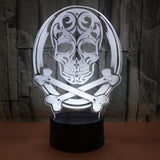 TD® Lampe Crâne d'Halloween tactile coloré 3D veilleuse lampe de table stéréo 3D créative - lampe veilleuse décoration hollogrames