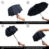 TD® Parapluie sobre noir élégant protection pluie UV toile de polyester automatique haute qualité accessoire quotidien bagage pluie