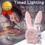 Lapin LED Veilleuse Lampe de Chevet réveil fonction intégrée batterie au lithium Cadeau de Noël pour les enfants,filles,bébé