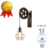 TD® UNI Applique Murale Intérieur Vintage Rétro Lampe Poulie Rouille 2pcs