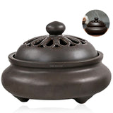 TD® Brûleur d'encens en céramique oriental arabe décoration marron foncé encens odeur senteur atmosphère zen relaxation détente qual