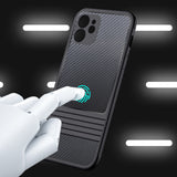 TD® Étui pour téléphone portable adapté à l'iphone11 coque souple en silicone en fibre de carbone housse de protection anti-chute