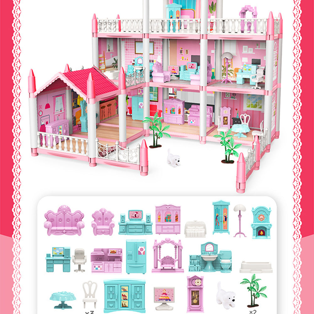 TD® Jouets de maison de jeu pour enfants, maison de villa de poupée,jouet d'assemblage de villa de château de simulation de petite f