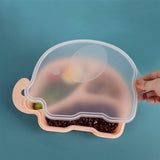 TD® Vaisselle pour enfants couvercle transparent assiette pour enfants dessin animé éléphant mignon bébé assiette divisant