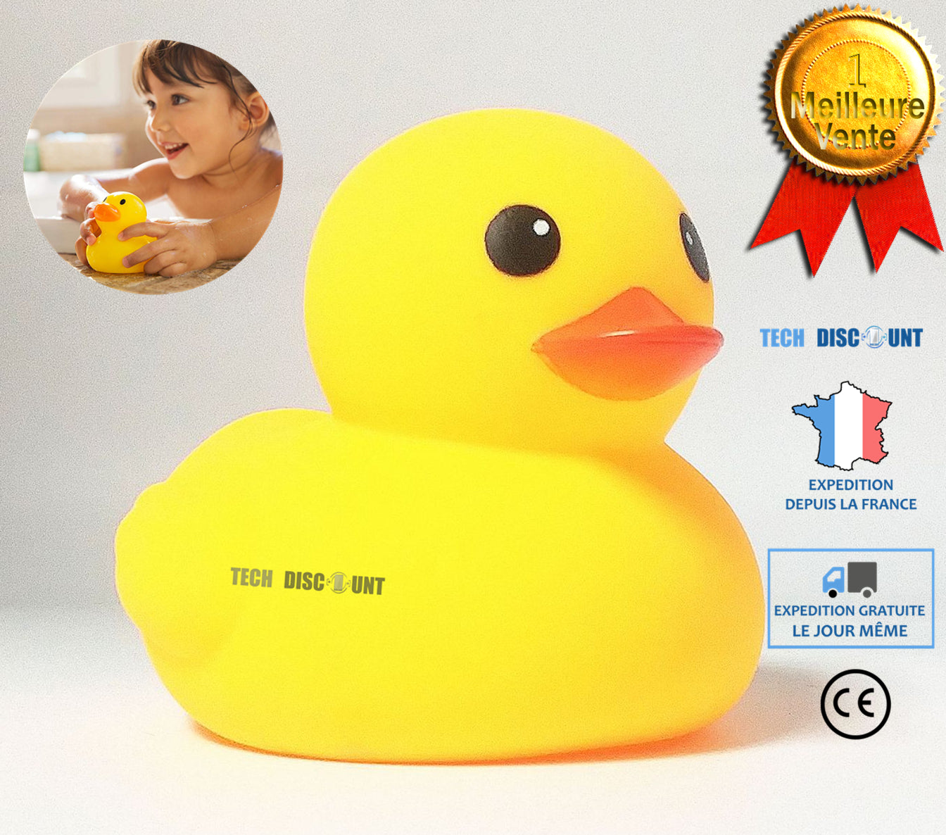 TD® canard de bain flottant bebe jaune enfant en silicone jouet