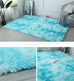 TD® Tapis tie-dye dégradé décoration ins tapis coupe-vent nordique personnalité simple peluche douce canapé côté tapis maison bleu t