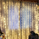 TD® MEIHE Guirlande Lumineuse LED Fête De Noël Rideau Lumières Décoration Blanc Chaud UE Plug 220V (3 * 3m)