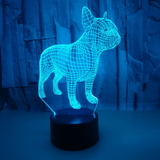 TD® 3D LED Lampe de Bureau Français Bouledogue Mignon Chiot RGB Lumière de Nuit USB Lampe De Bureau Accueil Decro De Noël Cadeau
