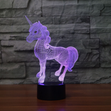 TD® 3D Optique LED Veilleuse Veilleuse 3D LED pour Licorne dynamique avec 7 couleurs de lumière pour la décoration de la maison