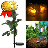 TD® Lampe Solaire Jardin 3 LED forme de fleur de Rose/Pieu à planter dans le jardin/Lumière D'extérieur à Economie d’énergie Blanc
