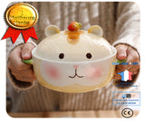 TD® Bol de nouilles en céramique mignon pour enfants Bol de hamster aux fraises de dessin animé