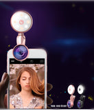 TD® Objectif smartphone avec lumière annulaire fisheye 185 °,grand angle 150 °, rotation 360 °, macro 50x photo selfie photographe