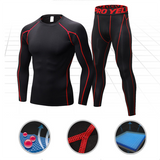 Combinaison d'entraînement sportif PRO Tight Fitness pour hommes Combinaison à séchage rapide extensible manches longues + pa