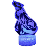 INN® Veilleuse LED série tête de loup télécommande tactile colorée lampe de table 3D lampe de table cadeau créatif USB