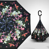 TD® Parapluie Inversé, Anti-UV Double Couche Coupe-Vent Parapluie, Mains Libres poignée en forme C Parapluie